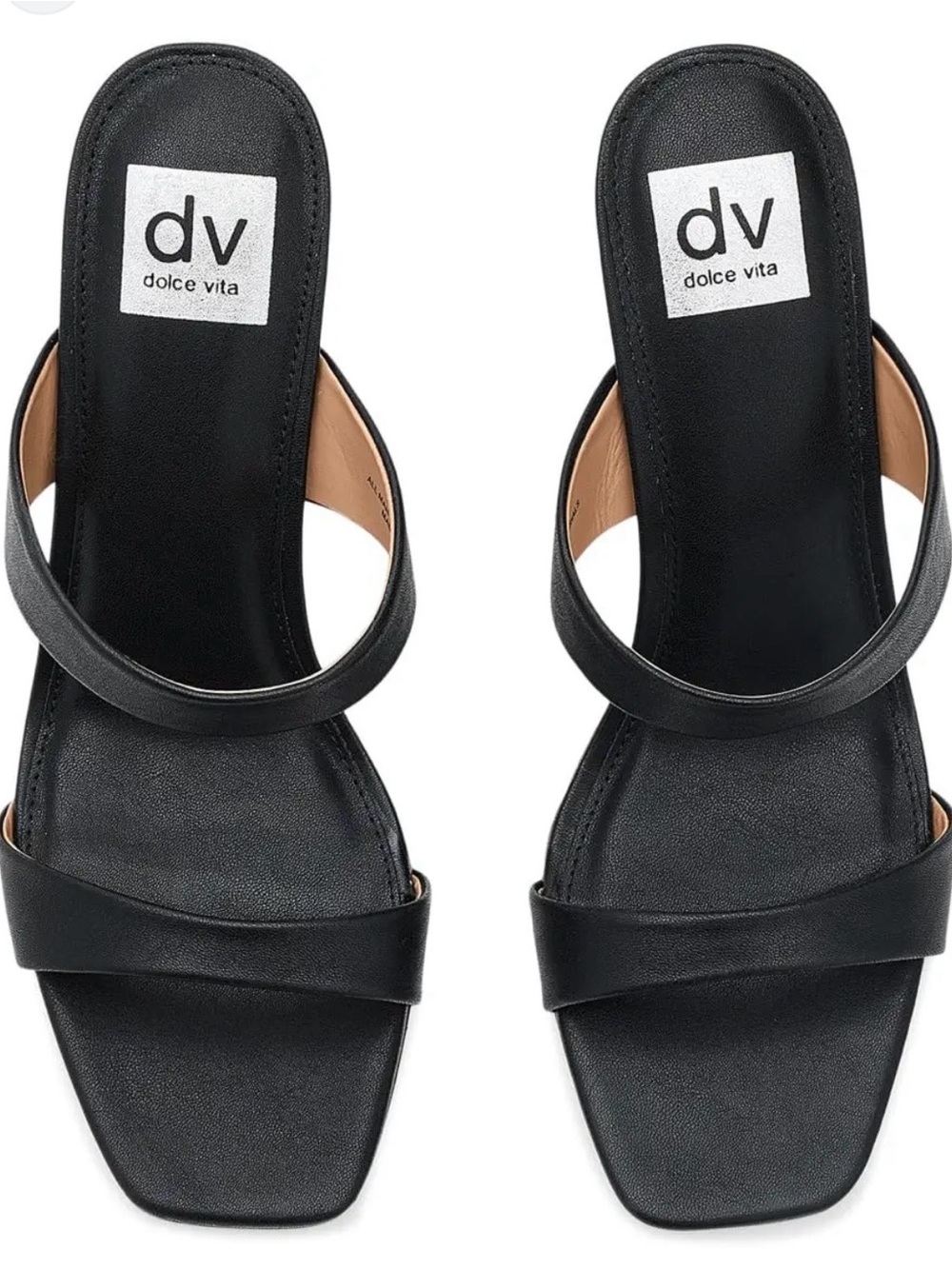 Dolce Vita Black Double-Strap Square-Toe Slide Mules size 7
